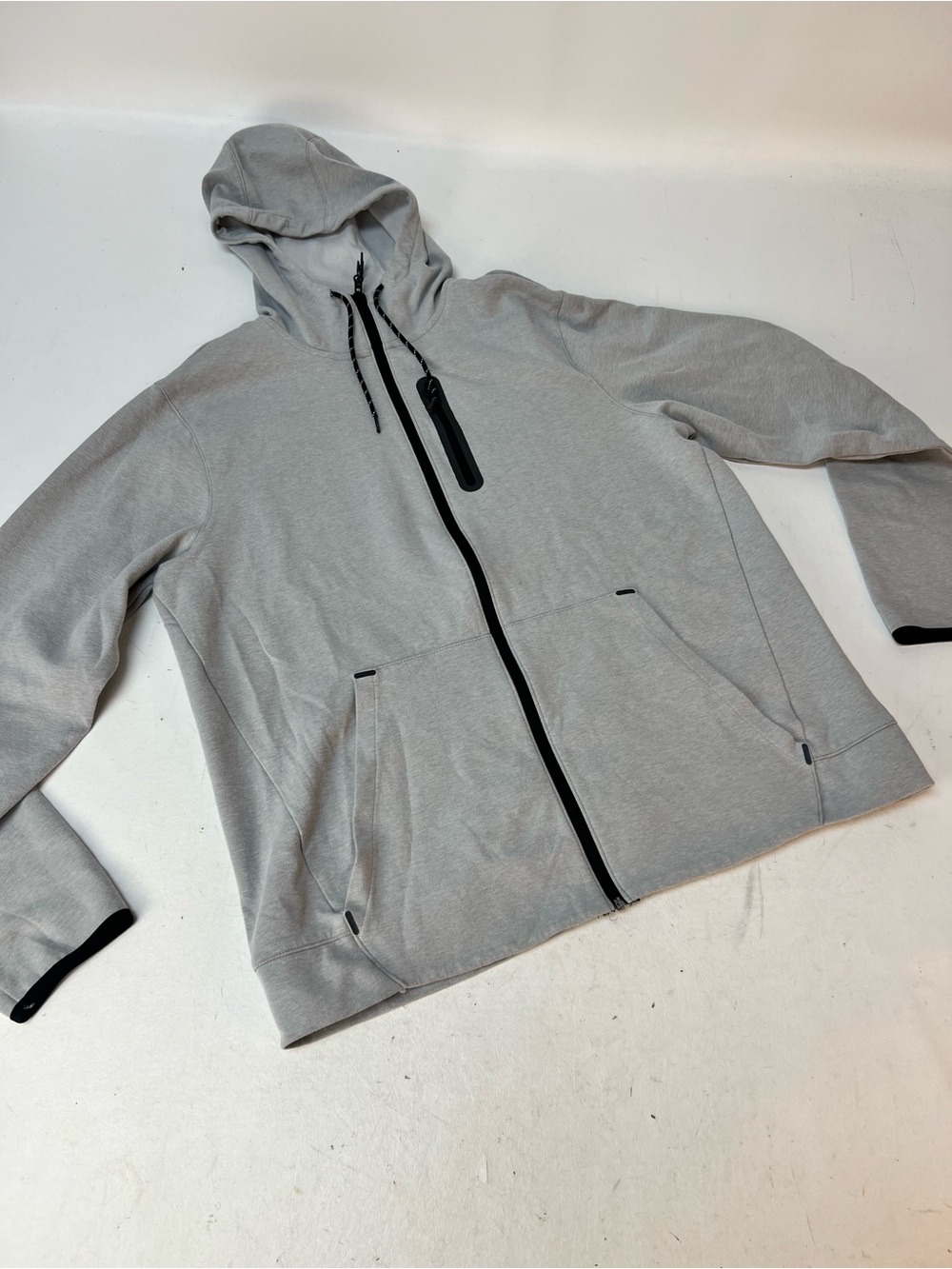 Old Navy Light Gray Full-Zip Hooded Performance Jacket